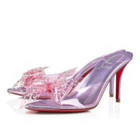 Christian Louboutin 아쿠아 스트 라스 80mm 뮬 Parme CL 신발