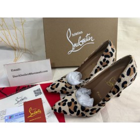 Christian Louboutin 케이트 펌프 100mm 공단 인쇄 Brown