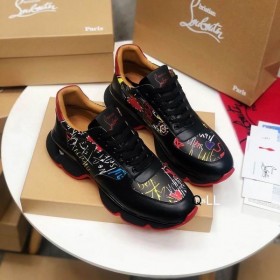 Christian Louboutin ë‚¨ìž ì„ ìˆ˜ ì†¡ì•„ì§€ë¥¼ ê°€ì£½ ê·¸ë¦¬ê³  ë„¤ì˜¤í”„ë Œ íŒ¨í„´ ë¸”ëž™