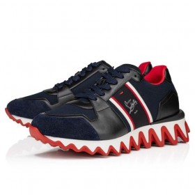 Christian Louboutin Nastroshark 즈 여성 Olona 칸바와 송아지를 가죽 해군 CL 신발