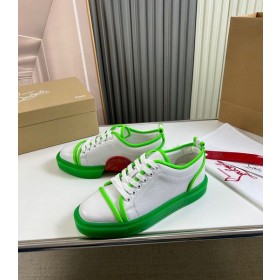 Christian Louboutin Adolon 중 낮은 최고 운동화 가죽 네온 그린 Christian Louboutin Shoes