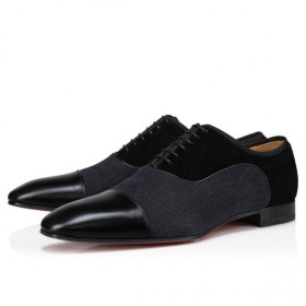 Christian Louboutin Greggo Oxfords 울 Veau 벨루어 및 Nappa 가죽 검정 Christian Louboutin Shoes