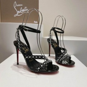 Christian Louboutin Mafaldina 스파이크에는 샌들 100mm 가죽 검정