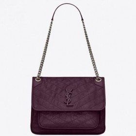Saint Laurent 중간 니키 가방 Prunia Crinkled 가죽 Saint Laurent 가방