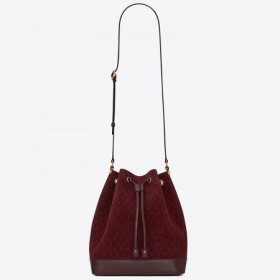 Saint Laurent 모노그램을 통해 모든 버킷백 Bordeaux 스웨이드 Saint Laurent 가방