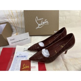 Christian Louboutin Kate85mm 펌프 악어 가죽 Acajou