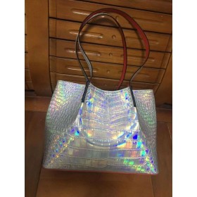 Christian Louboutin Cabarock 끈달린 가방 가죽 실버