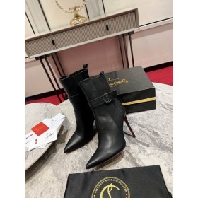 Christian Louboutin Cl 첼시 부츠 100mm 가죽 검정 CL 신발