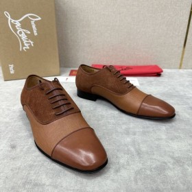 Christian Louboutin Greggo 옥스포드 송아지를 가죽 스웨이드 브라운