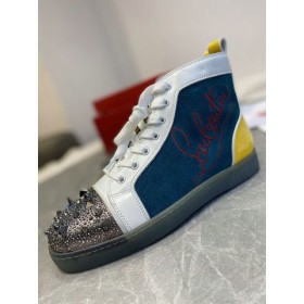 Christian Louboutin 루 Pik Pik 높은 최고 운동화 스웨이드와 송아지 멀티컬러