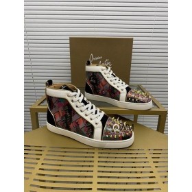 Christian Louboutin 루 Pik Pik Orlato 높은 최고 운동화 인쇄된 스파이크색