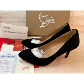 Christian Louboutin Pumps 어리 석음 납 80MM 블랙 스웨이드 CL 신발