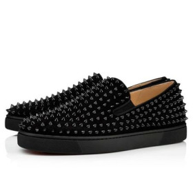Christian Louboutin 낮은 탑 롤러 보 Black/black/bk Veau 벨루어 운동화