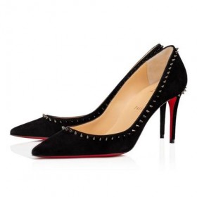 Christian Louboutin Pumps Anjalina85mm 블랙/블랙 총 스웨드 가죽