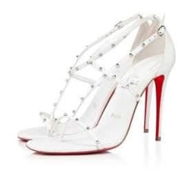 Christian Louboutin ìë¤ Riojana ì¤ 100mm Bianco/lin Bianco ê°ì£½