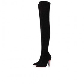 Christian Louboutin 키가 큰 부트 케이트 보타이 100mm 블랙 스웨이드 송아지
