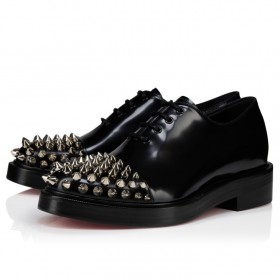 Christian Louboutin Dt Pistols Oxfords Abrasivato Calf Leather And Spikes Black