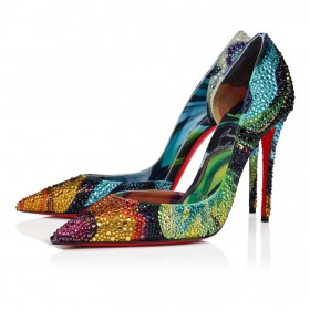 Christian Louboutin Iriza Flower Strass 100 Mm Pumps "Flower" Printed Crepe Satin And Strass Multicolor