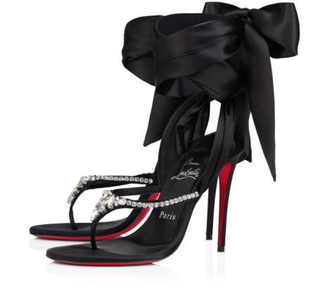 Christian Louboutin Just Queenie Du Desert Sandale 100 mm od Krep satena Crne boje