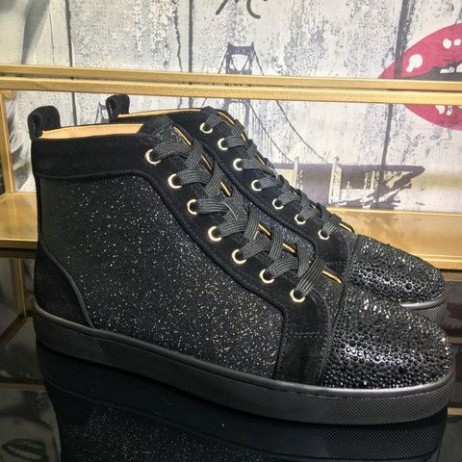 Christian Louboutin tenisice Louis Orlato na ravne cipele od antilopa i sjajnu kožu Crne boje
