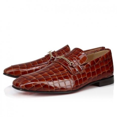 Gospodo Лоферы Christian Louboutin Mj Moc od Teleće kože Reljefni pod Aligator Acajou