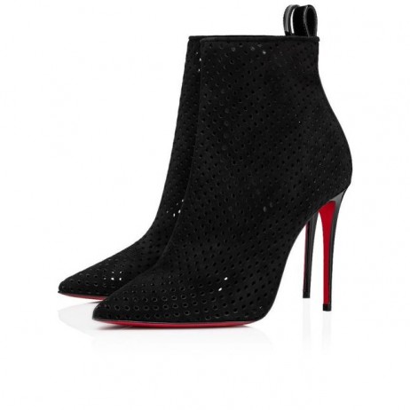 Christian Louboutin PerfoKate Booty od 100-milimetarski Velur Veau I Lakirane Teleće Kože Crne Boje