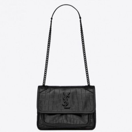 Dječja Torba Za Saint Laurent Niki Od Crne Krokodilske Kože S Reljefni Saint Laurent Bag