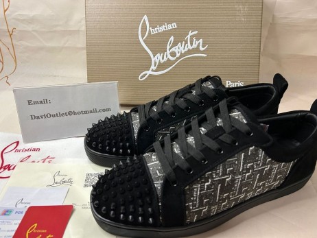 Christian Louboutin Tenisice Louis Junior Sa Šiljcima, Parhet, Crnci