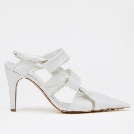 Sandale Dicount Bottega Veneta BV sa sklopivim naslonom od bijele Ovčje kože Bottega Veneta Shoes