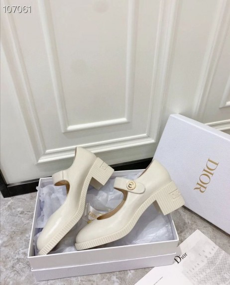 Dior D-Lutaka pumpa od Bijelom Sjajnom Teleće kože