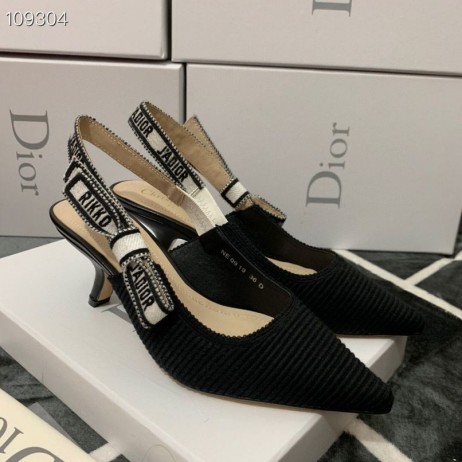 Cipele-brod Dior J ' Adior Slingback 65 mm Od Crne Tehničke tkanine