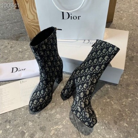 Čizme na petu sa Kosim po cijeloj površini Dior Crne Boje