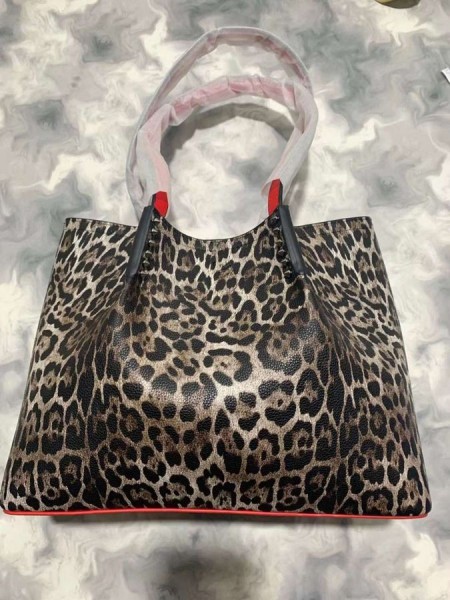 Torba-тоут Christian Louboutin Cabarock Od kože s Леопардовым po cijeloj površini Smeđe boje