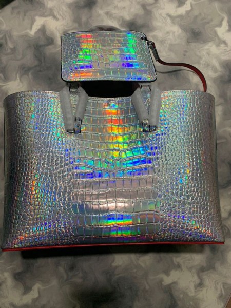 Torba-тоут Christian Louboutin Cabata Od Металлизированной kože Srebrne boje