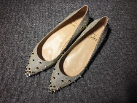 Balet Stanovi Christian Louboutin Degraspike Od Sjajnu Tkaninu Srebrne Boje