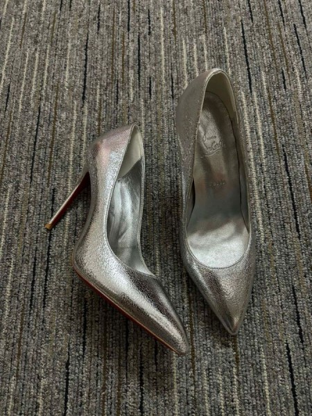 Cipele-brod Christian Louboutin Kate od Zrnate kože 85 mm Srebrna Metalik