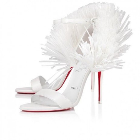 Christian Louboutin Loubigirl Sandale od Rafija 100 mm na ремешках Bianco CL Cipele