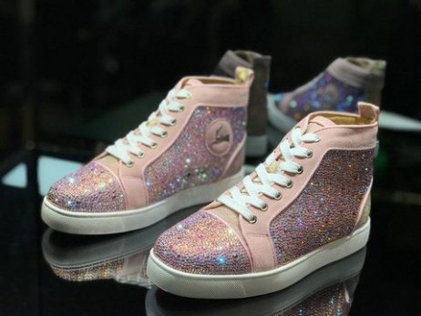 Christian Louboutin Visoke Tenisice na ravnim potplatima Louis Strass, Ukrašen štrasom Ružičaste boje
