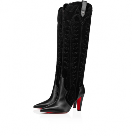 Christian Louboutin Santia Botta 85 mm Koža S Vezom od velur Crne boje