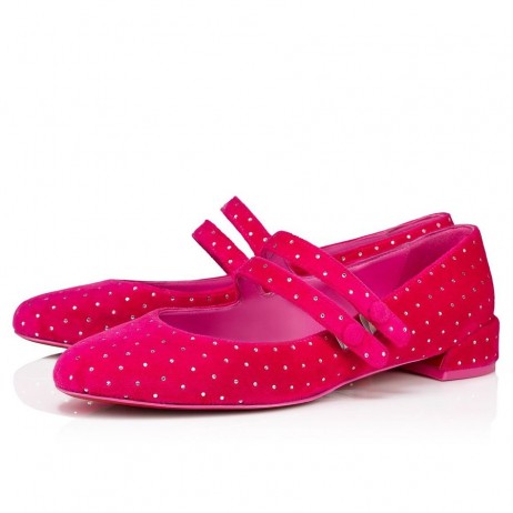 Christian Louboutin balet stanovi Sweet Jane Plum Sa štrasom, Baršun Glamurozne Cipele Christian Louboutin