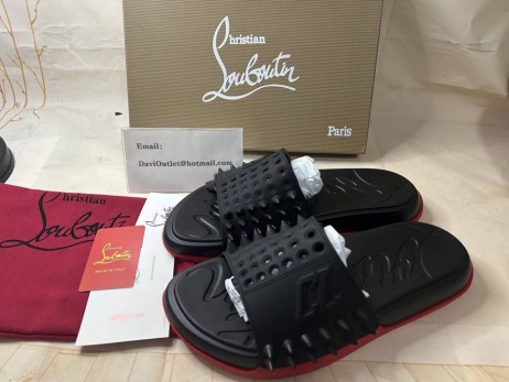 Christian Louboutin Lakše Мюли Gumene Crne Cipele CL