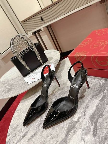 Christian Louboutin Astrid/ cipele-brod sa sklopivim naslonom 85 mm, Crne cipele Christian Louboutin cipele Od Lakirane kože