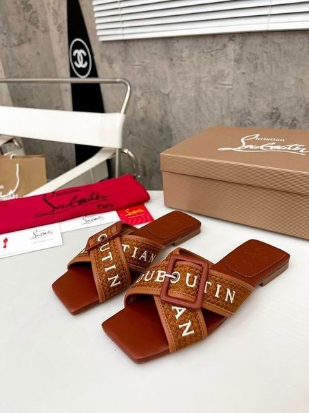Kožna Sandala Christian Louboutin Crossimule Tamno smeđe Cipele CL
