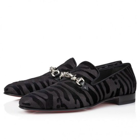 Лоферы Christian Louboutin Equiswing, Crne cipele Christian Louboutin cipele od baršuna Quagga