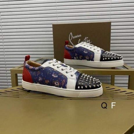 Christian Louboutin Louis Junior Tenisice Sa Čepovima Od Kože S Cvjetnim Ispis Višebojno