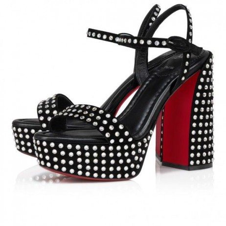 Christian Louboutin Movida Jane Sandale Sa Štrasom Boum 130 mm Sandale Crne Cipele CL