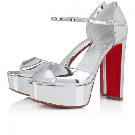 Christian Louboutin Sandaloo 130 Mm Sandale Specchio Kožne Srebrne Cipele CL