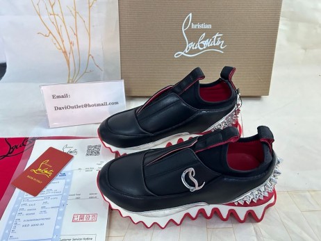 Christian Louboutin tenisice Sharkyloub SP SA šiljcima Od Neoprena I Teleća koža Crne boje