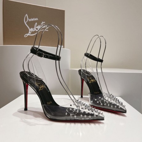 Christian Louboutin Cipele-brod Spikoo 100 mm od PVC-a i kože Crne boje CL
