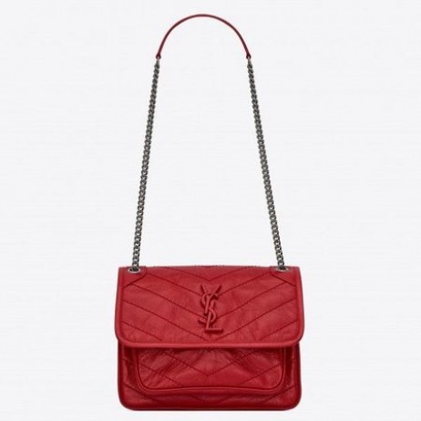 Torba na lancu Saint Laurent Baby Niki od Crvene Жатой kože Saint Laurent Bag